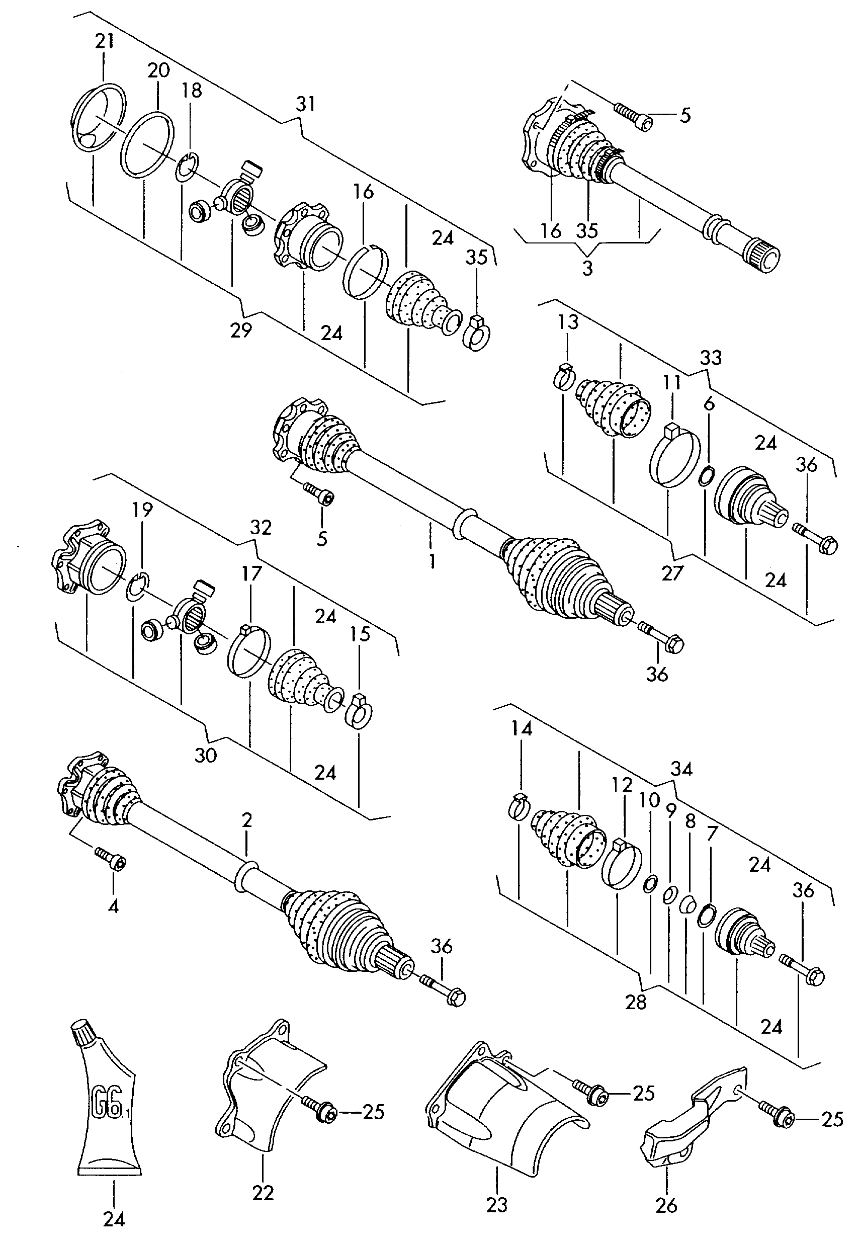 VW 4D0 498 099 - Zestaw przegubu, wał napędowy parts5.com