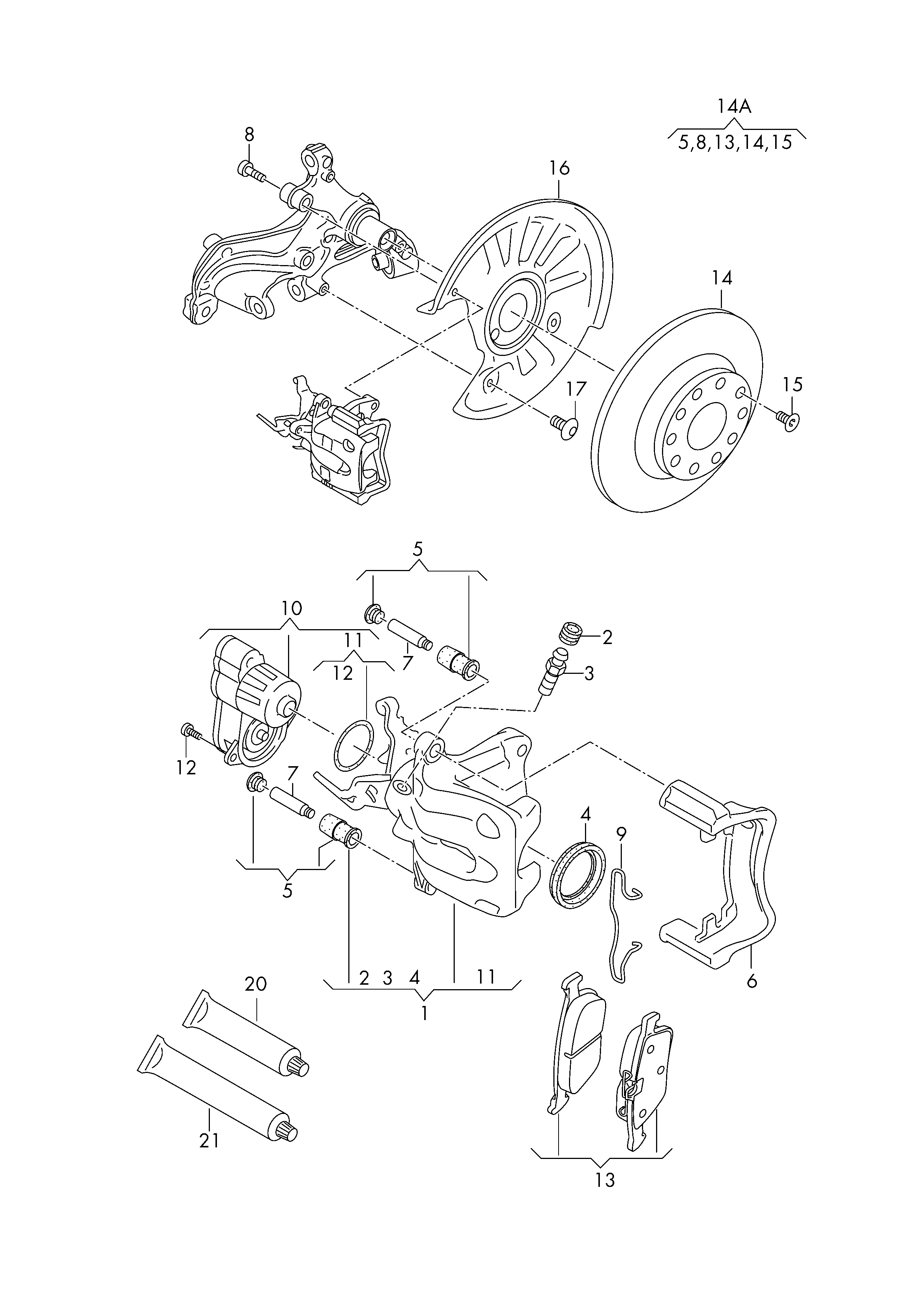 AUDI 8V0998281 - Control Element, parking brake caliper parts5.com