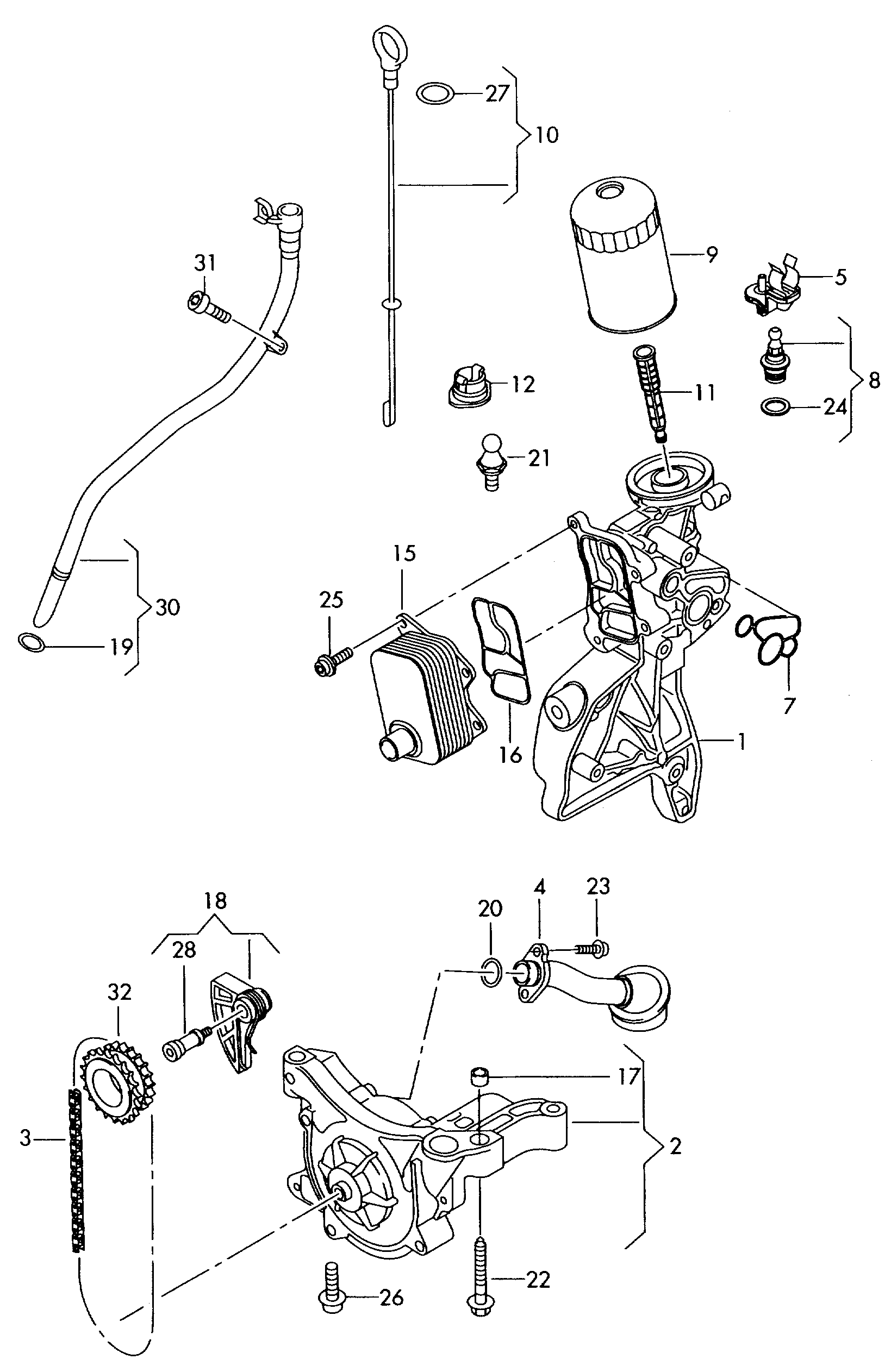 Skoda 06H 115 225 N - Komplet lanaca, pogon pumpe za ulje parts5.com