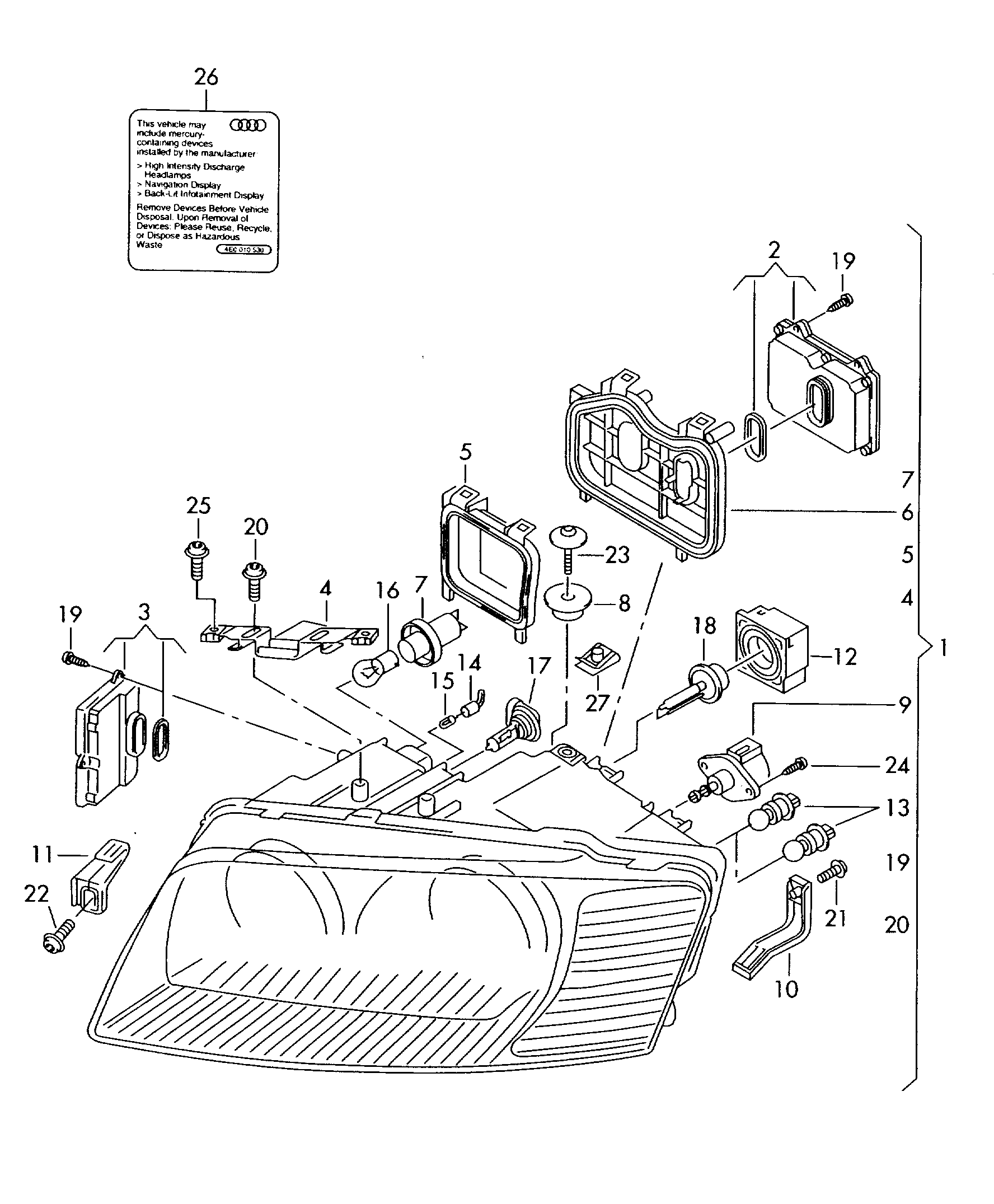 AUDI 4E0 907 476 - Upravljački uređaj, osvjetljenje parts5.com