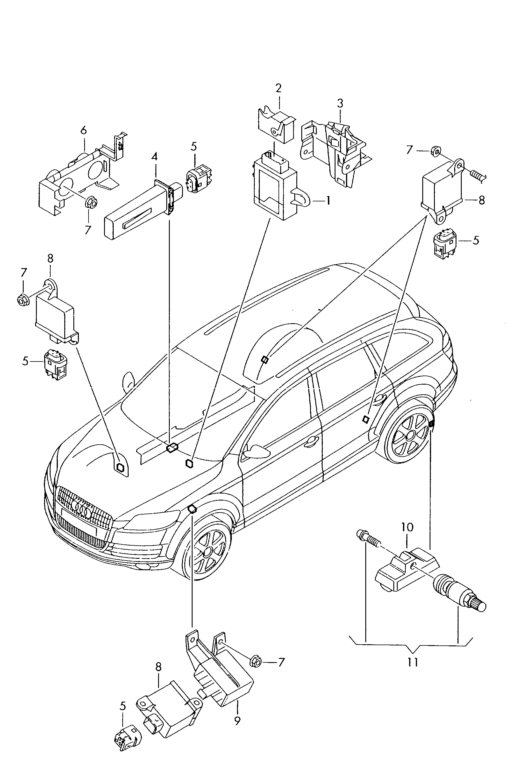 Lamborghini 7PP907275F - Senzor, sistem de control al presiunii pneuri parts5.com