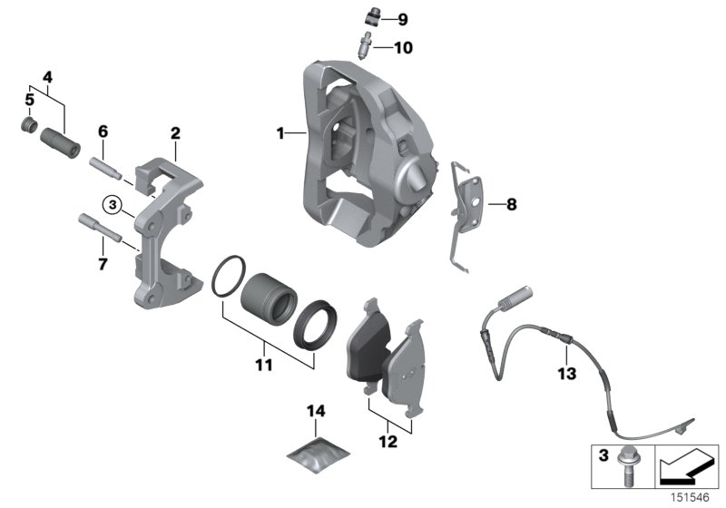 BMW 34 11 1 157 041 - Komplet vodilnih tulk, sedlo zavore parts5.com