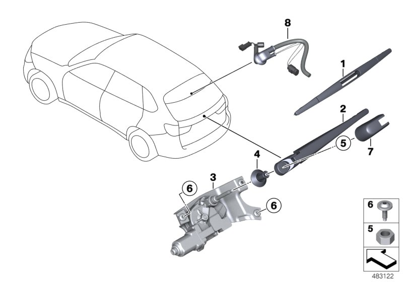 BMW 61627294430 - Tuulilasinpyyhkimen varsi, lasinpesu parts5.com