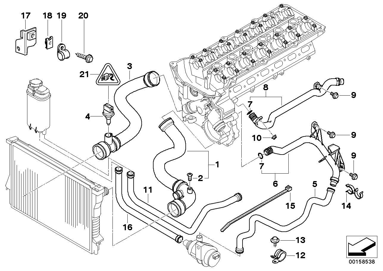 BMW 11 53 1 438 632 - Radiator Hose parts5.com