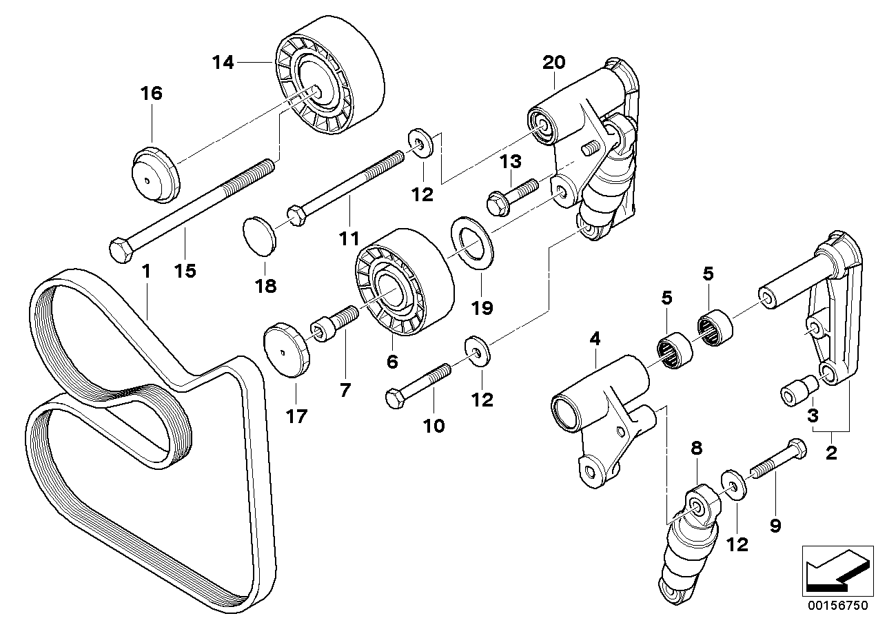 BMW 11 28 1 722 789 - Ремъчен обтегач, пистов ремък parts5.com