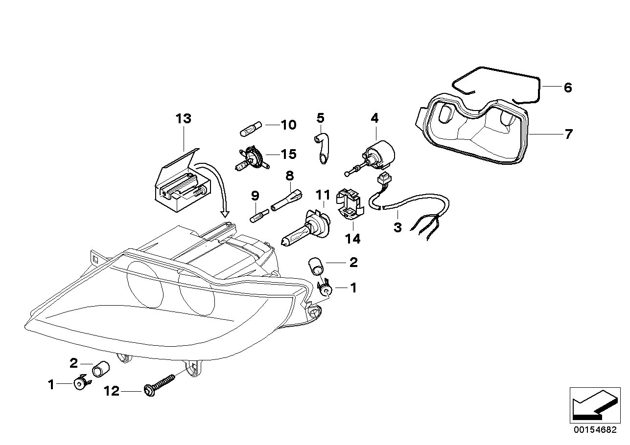 Mini 63 21 7 160 781 - Bec, far pentru viraje parts5.com