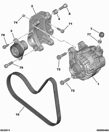 CITROËN 98 007 165 80 - Courroie trapézoïdale à nervures parts5.com