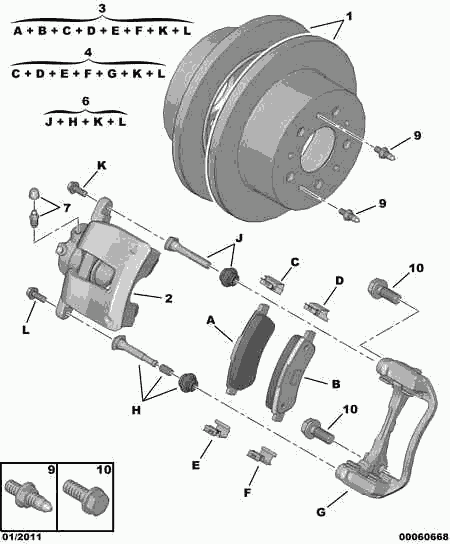 PEUGEOT 4254 69 - Komplet kočnih obloga, disk kočnica parts5.com