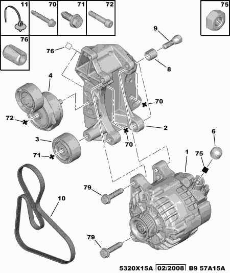 PEUGEOT 5750.RH - Correa trapecial poli V parts5.com