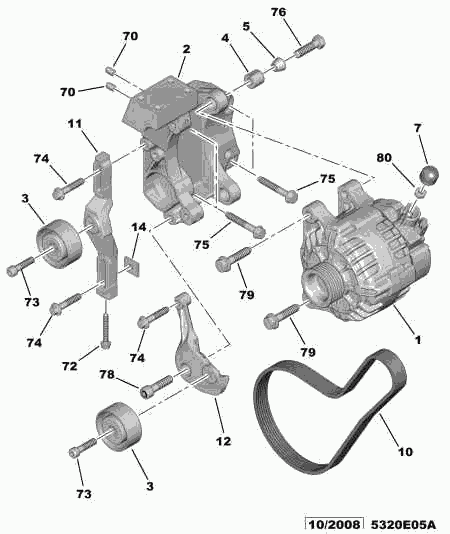 CITROËN/PEUGEOT 5751 91 - Saptırma / Kılavuz makarası, Kanallı V-kayışı parts5.com