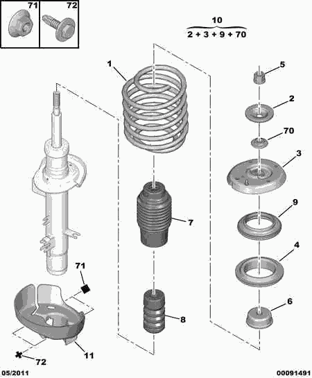 CITROËN 5038.F5 - Cojinete columna suspensión parts5.com