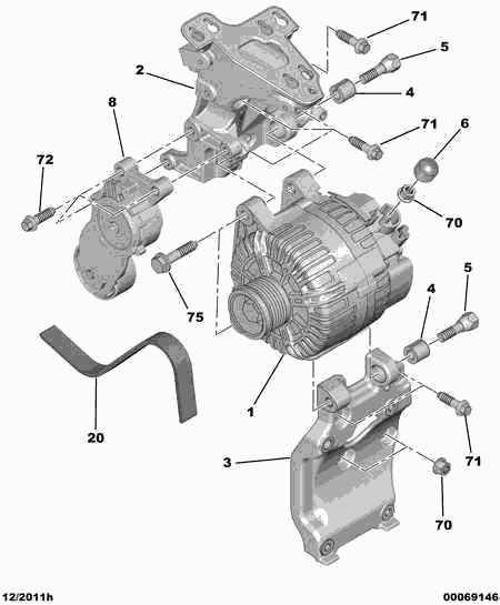 Alfa Romeo 5751 G2 - Tendeur de courroie, courroie trapézoïdale à nervures parts5.com