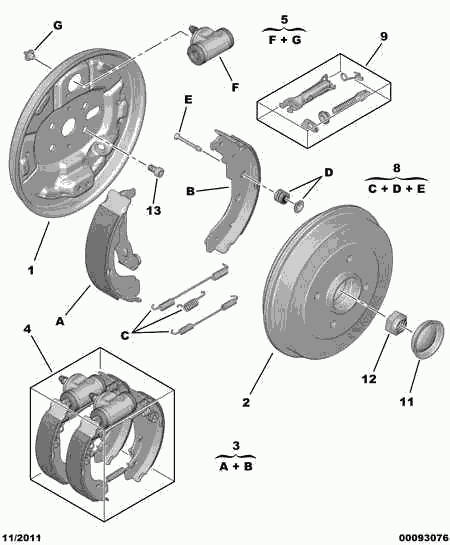 PEUGEOT 4242 44 - Sada brzdových čeľustí parts5.com