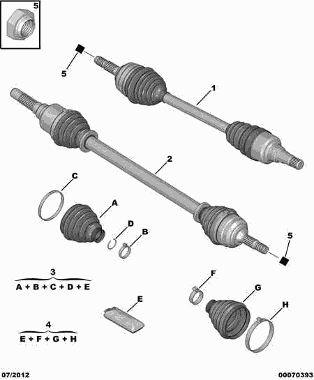 CITROËN 3293 A3 - Fuelle, árbol de transmisión parts5.com