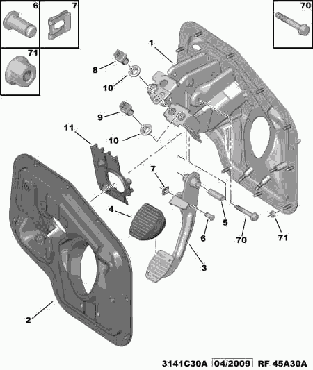 DS 4504 17 - Acoperire pedala, pedala frana parts5.com