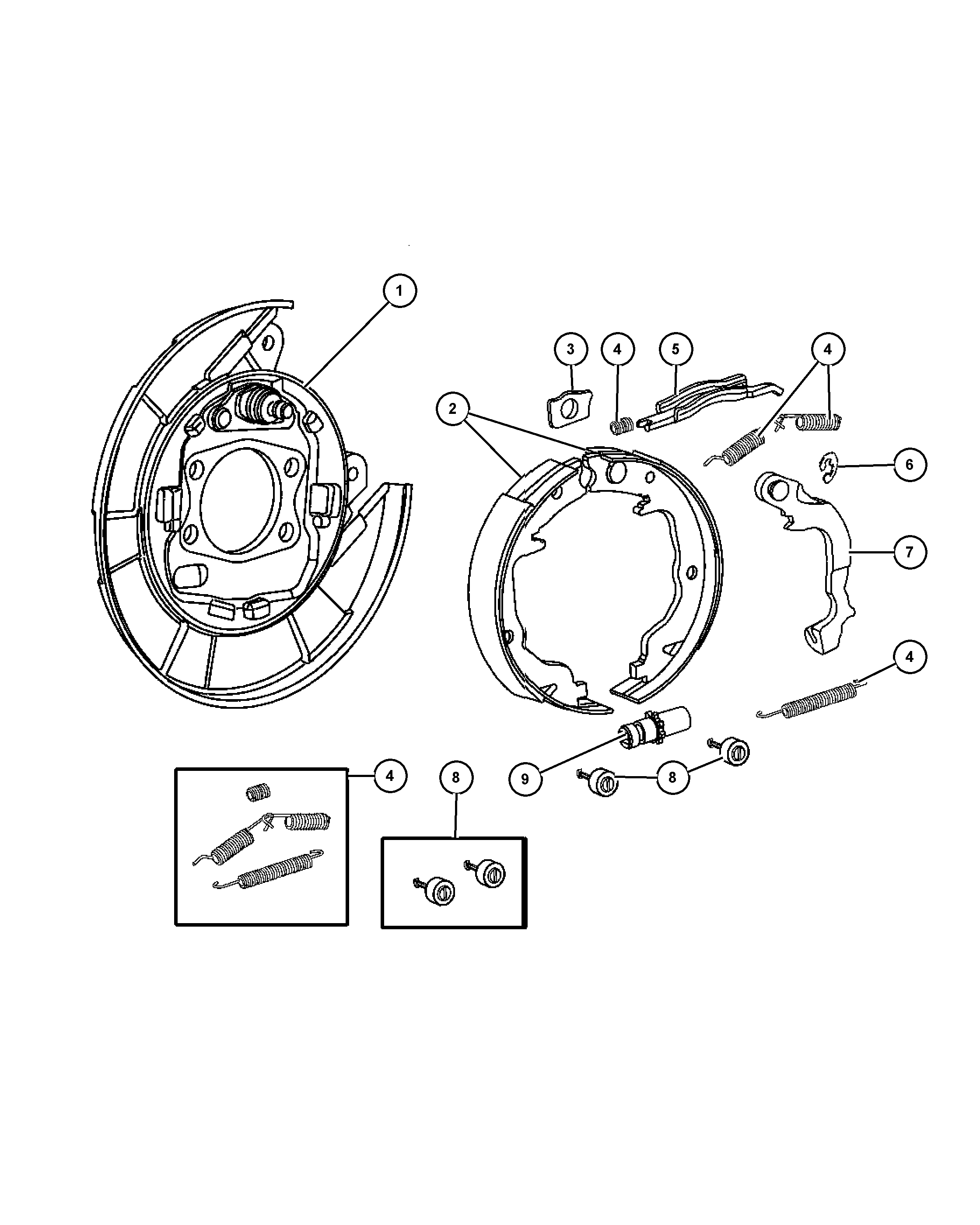 Chrysler 5191 215AB - Set saboti frana, frana de mana parts5.com