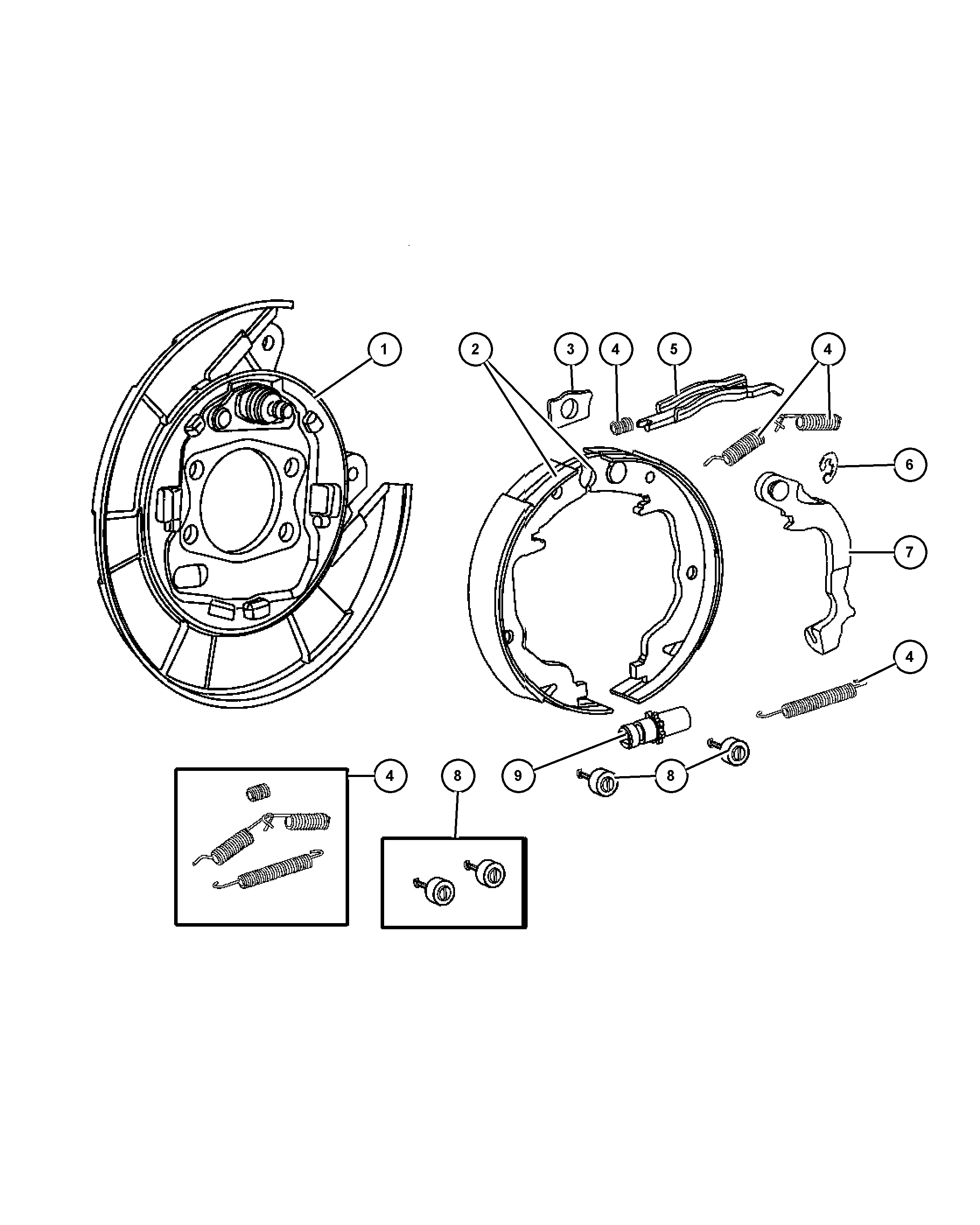 JEEP VIASA 5191 215AA - Set saboti frana, frana de mana parts5.com