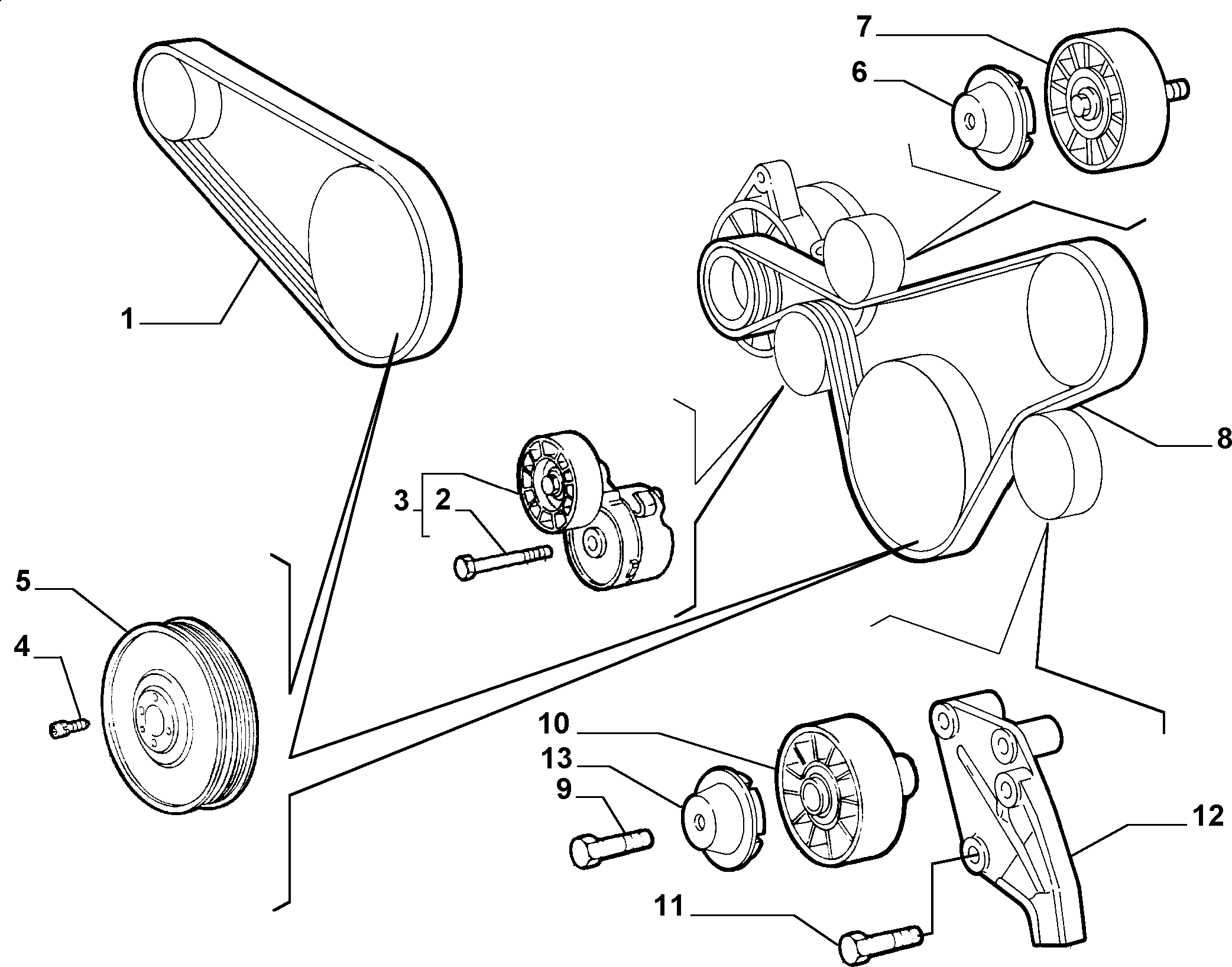 Lancia 46546374 - Комплект пистов ремък parts5.com