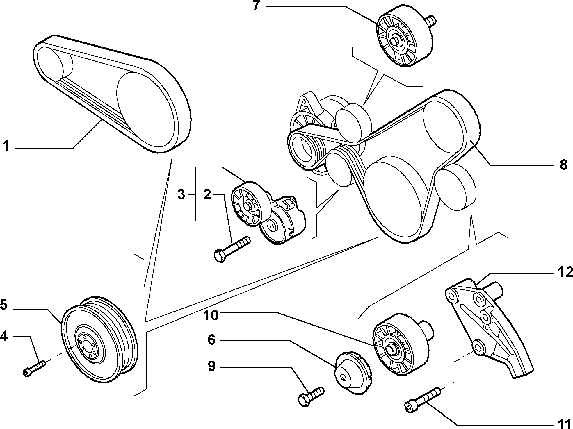 Lancia 55180011 - Kanallı V kayışı seti parts5.com