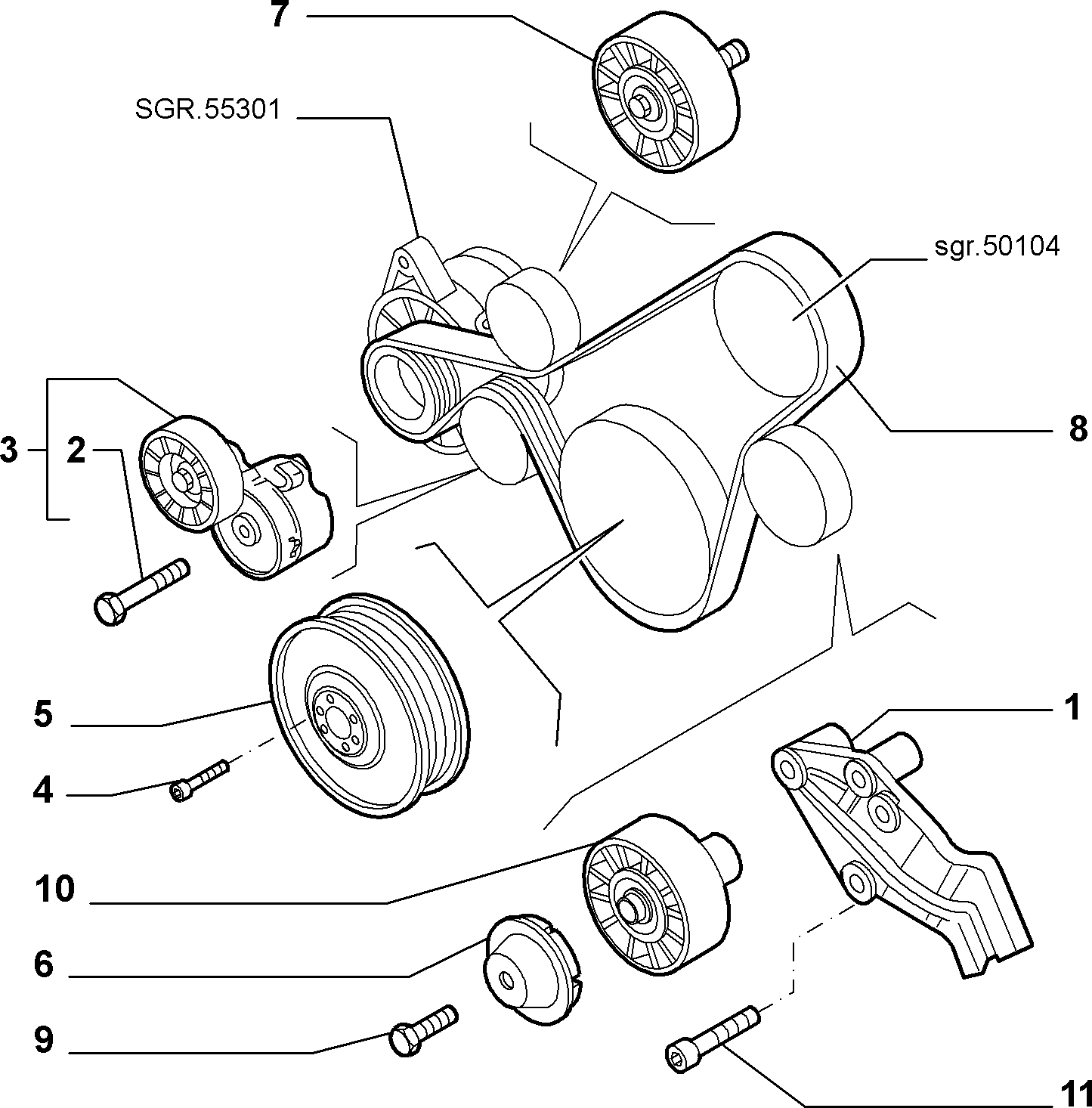 Alfa Romeo 55190052 - Паразитна / водеща ролка, пистов ремък parts5.com