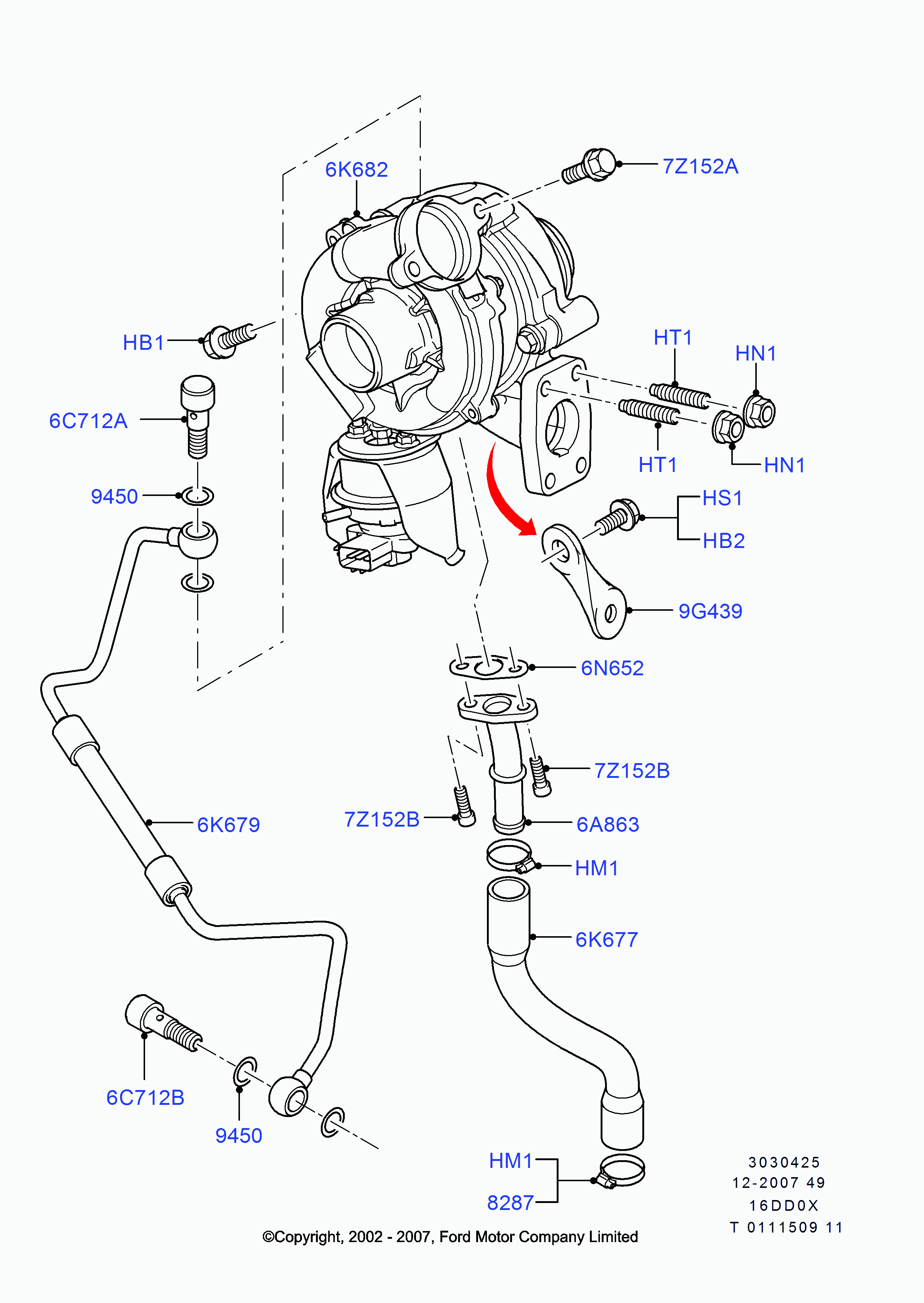 FORD 1 232 215 - Уплътнение, турбина parts5.com