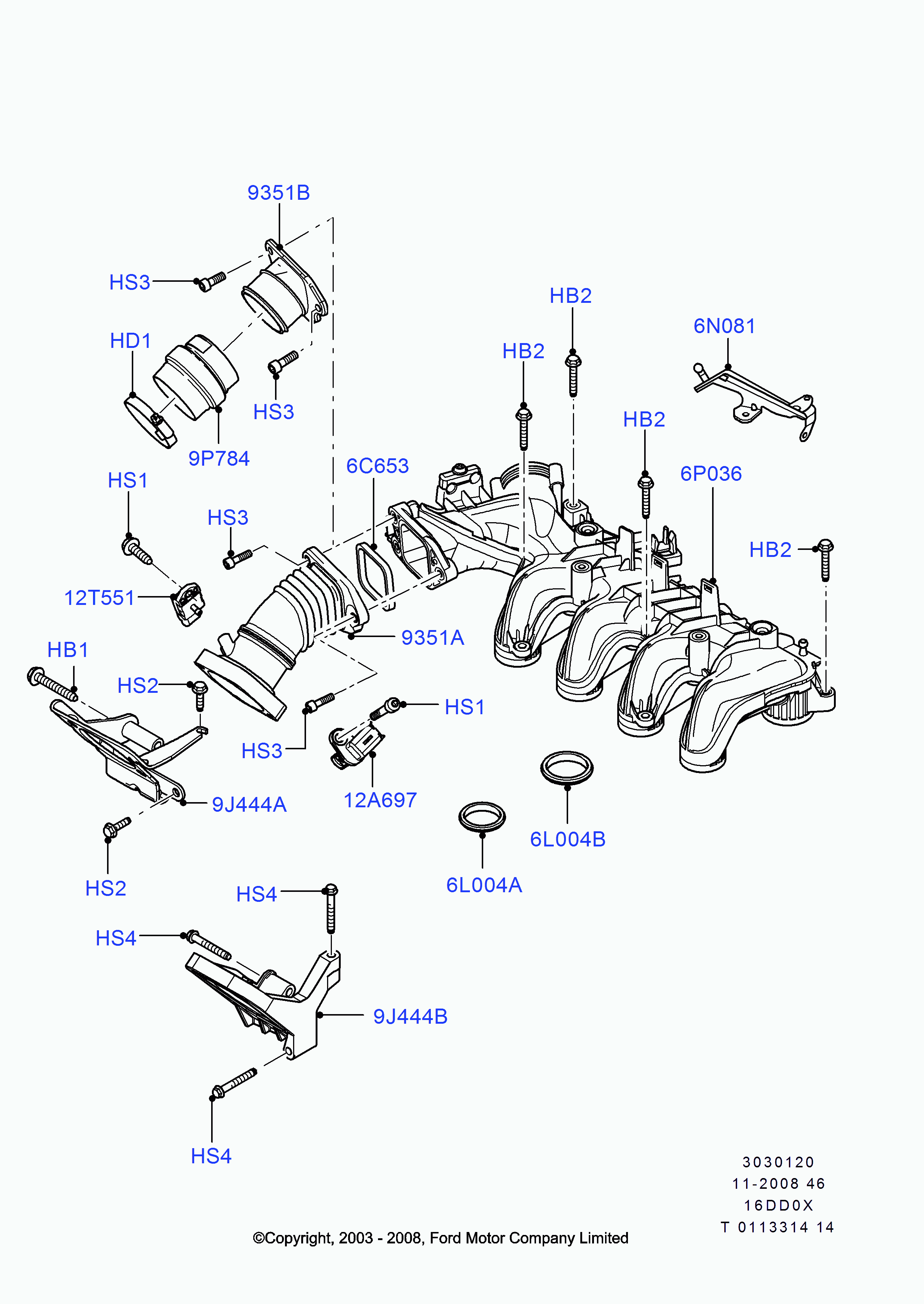 FORD 1 254 375 - Garnitura, galerie admisie parts5.com