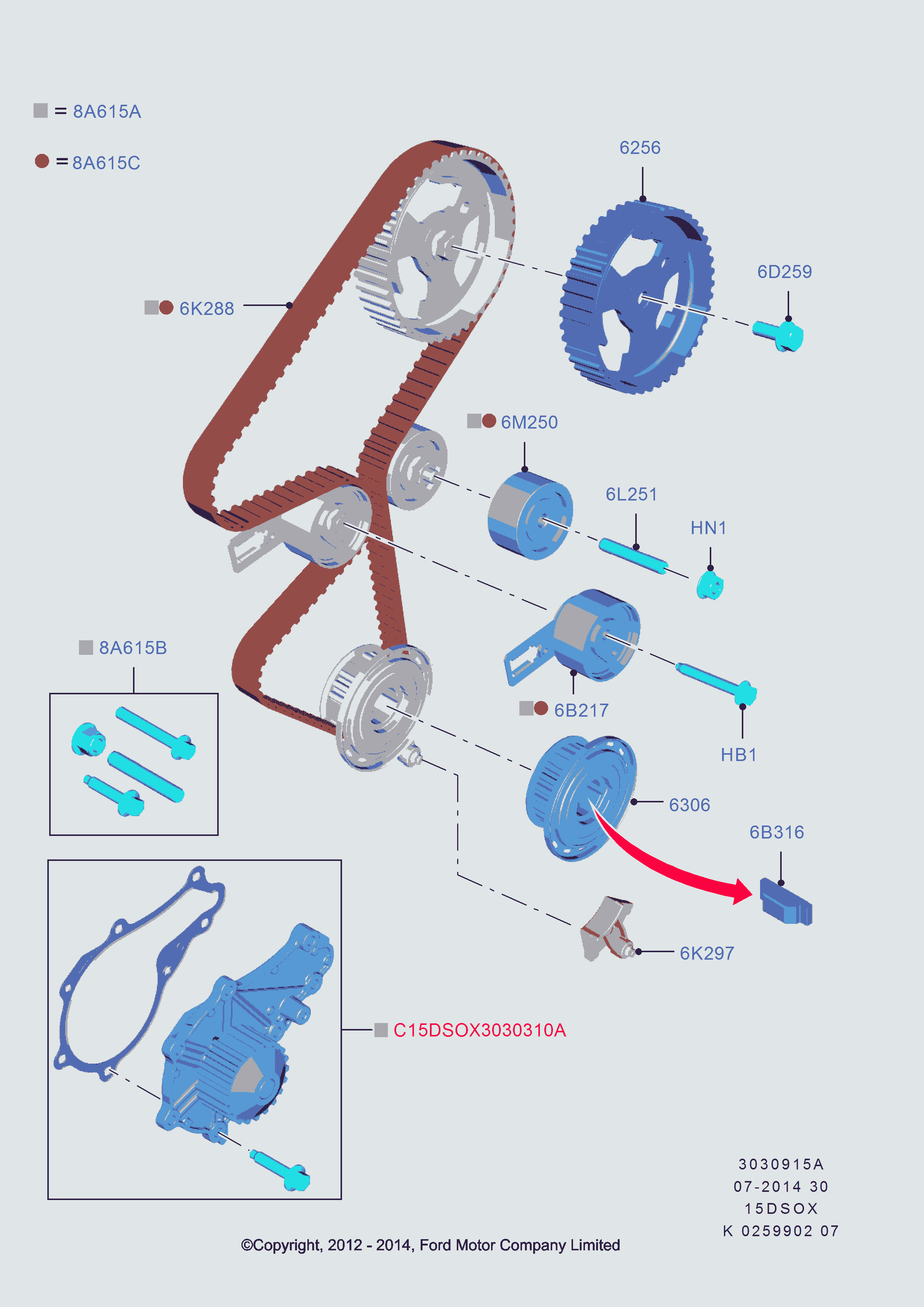 FORD 1 787 857 - Triger kayışı seti parts5.com