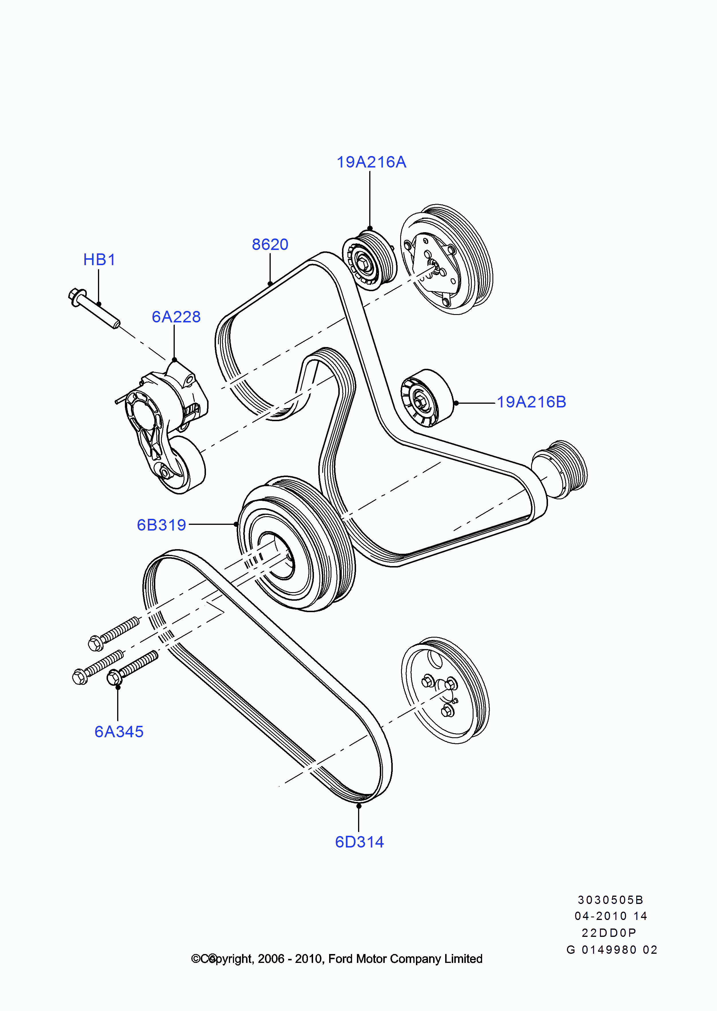 FORD 1723603 - Correa trapecial poli V parts5.com