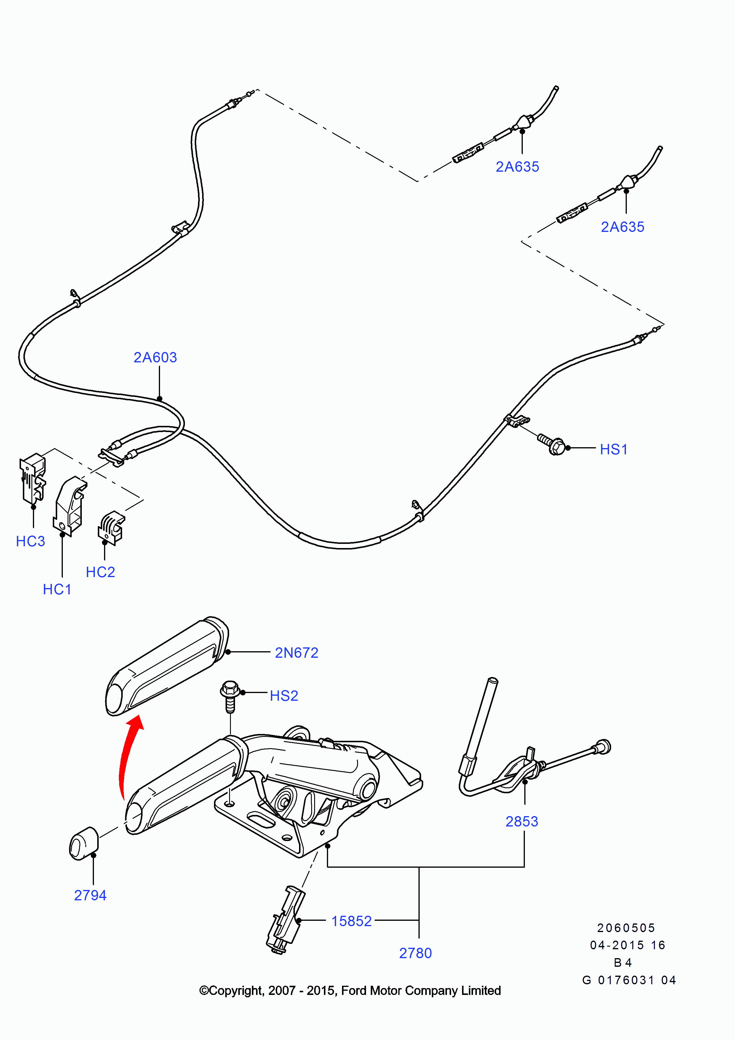 FORD 1878851 - Жило, ръчна спирачка parts5.com