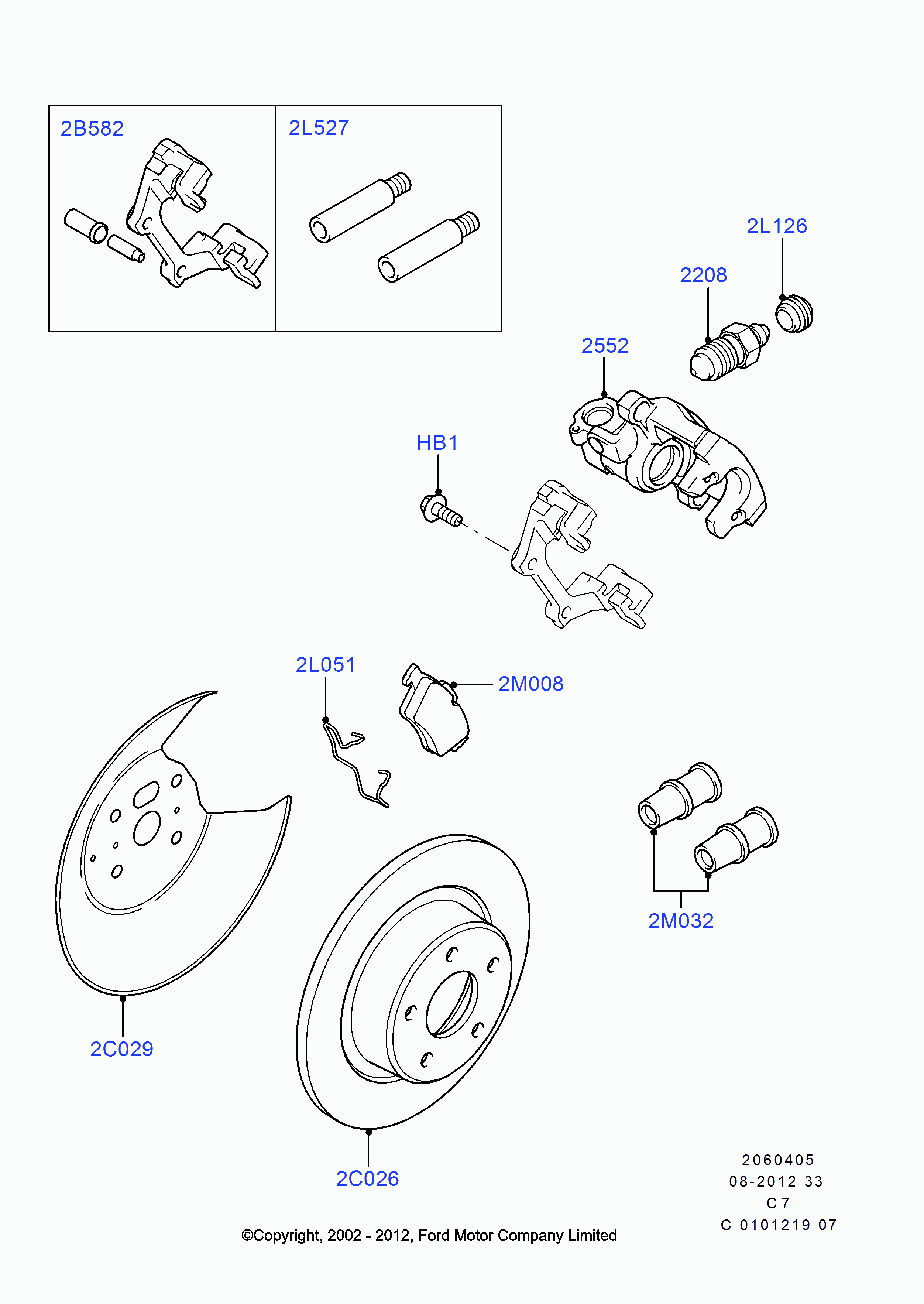 FORD 4 387 371 - Piduriklotsi komplekt,ketaspidur parts5.com