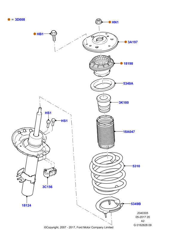 FORD 1539863 - Roulement, coupelle de suspension parts5.com