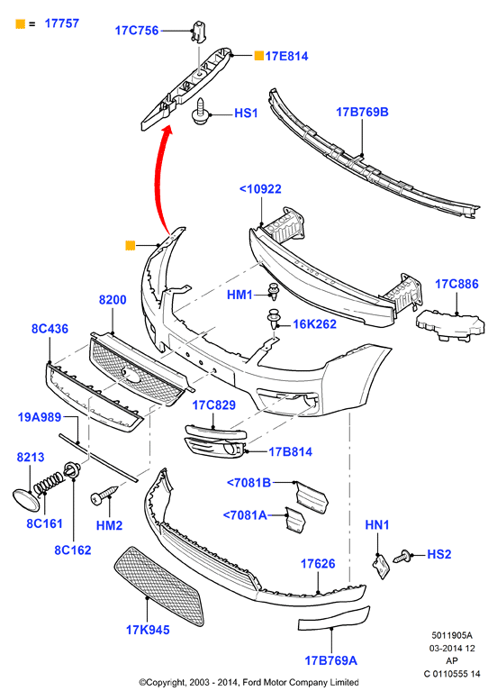 FORD 1508154 - Kühlergitter parts5.com