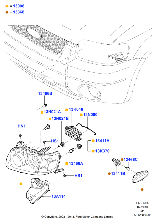 FORD 1 013 711 - Žárovka, světla pro denní svícení parts5.com