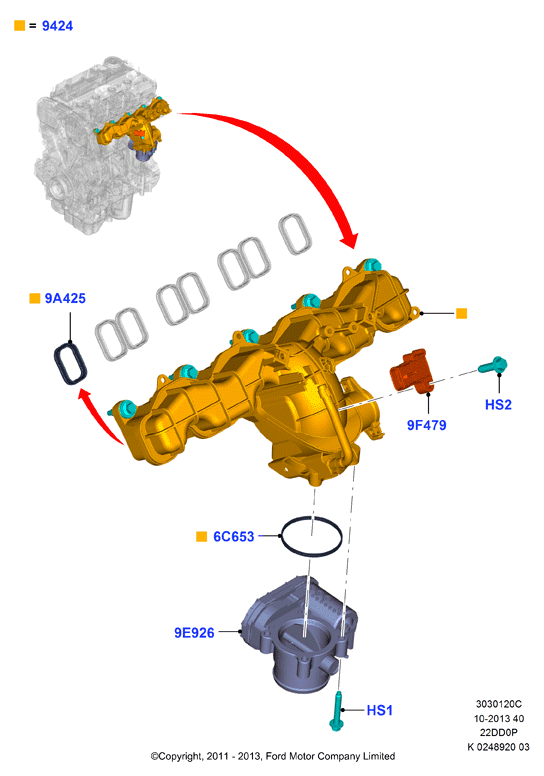 FORD 1 138 392 - Gasket, intake manifold parts5.com