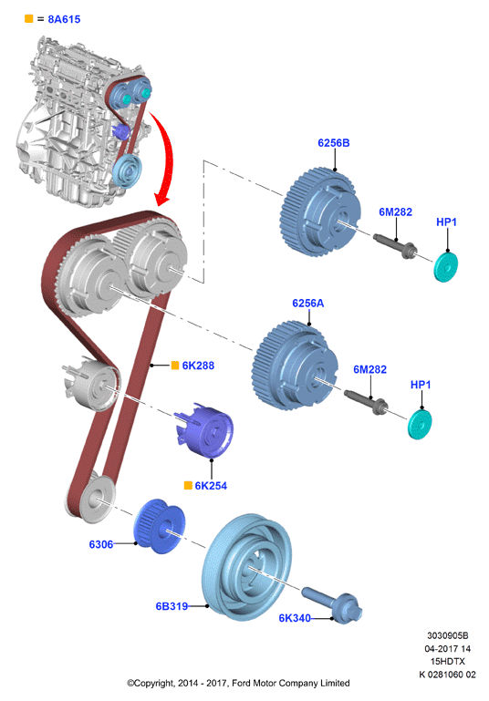 FORD 1685747 - Tensioner Pulley, timing belt parts5.com