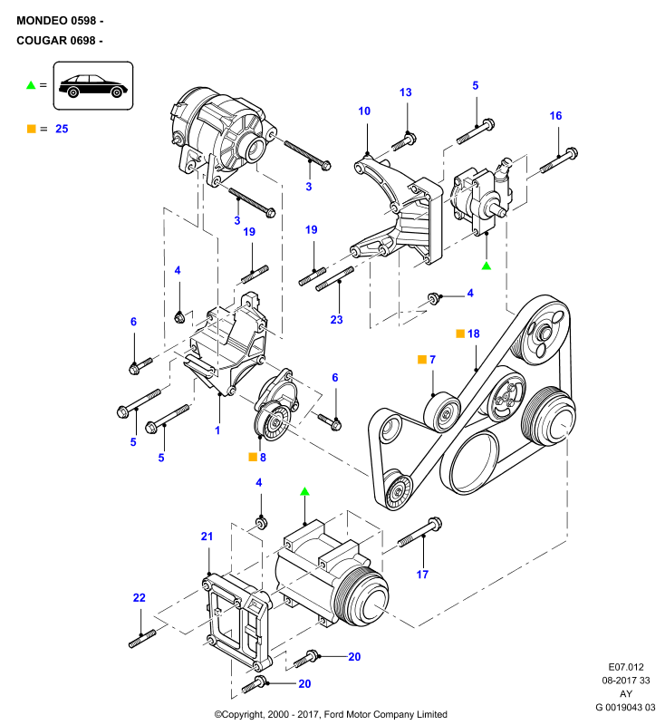 FORD 1013197 - Correa trapecial poli V parts5.com