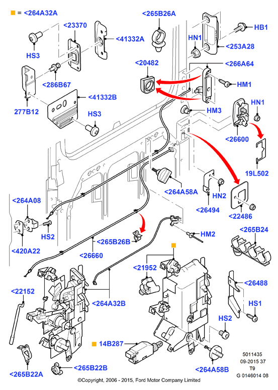 FORD 1434791 - Ghid, buton de inchidere parts5.com