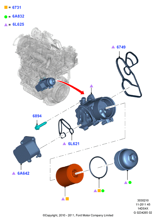 FORD 1703252 - Chłodnica oleju, olej silnikowy parts5.com