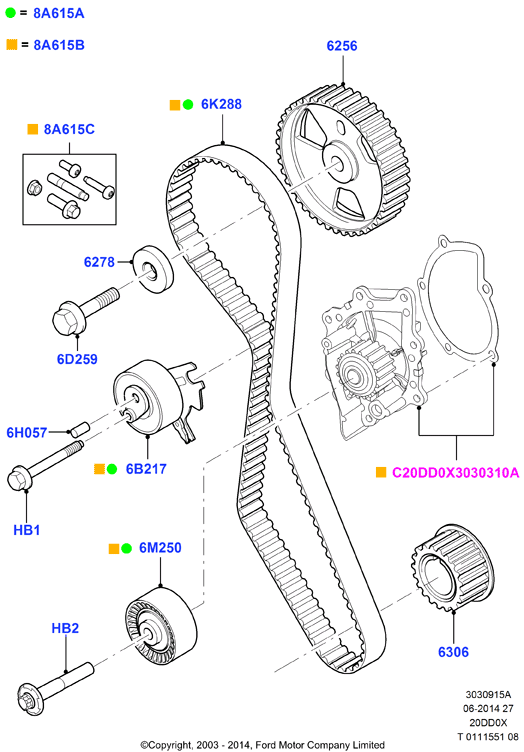 FORD 1231979 - Set curea de distributie parts5.com