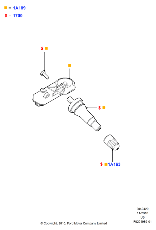 FORD 9L3Z 1A189-A - Tekerlek sensörü, lastik basıncı kontrol sistemi parts5.com