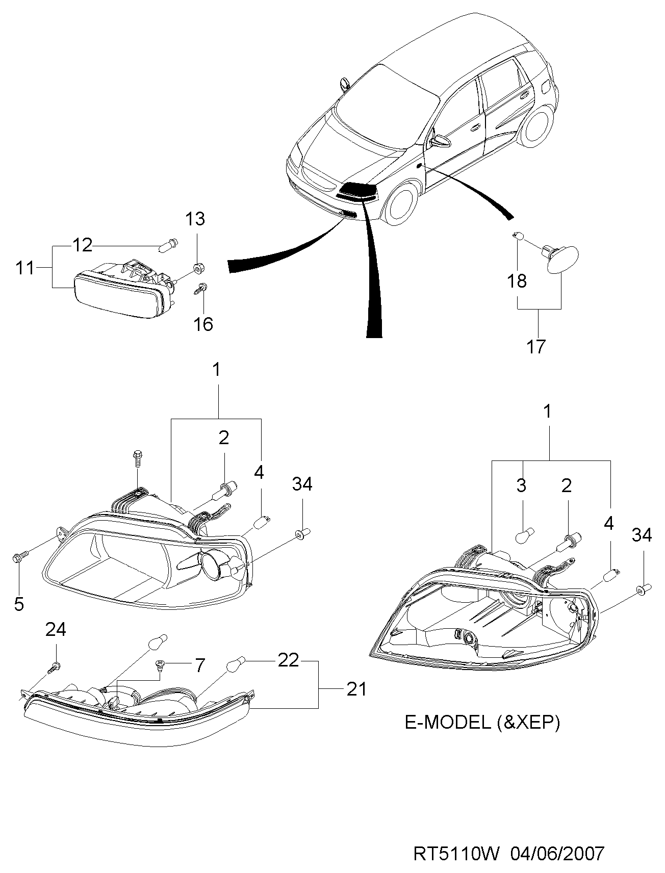 DAEWOO 94535543 - Λυχνία, προβολέας στροφής parts5.com