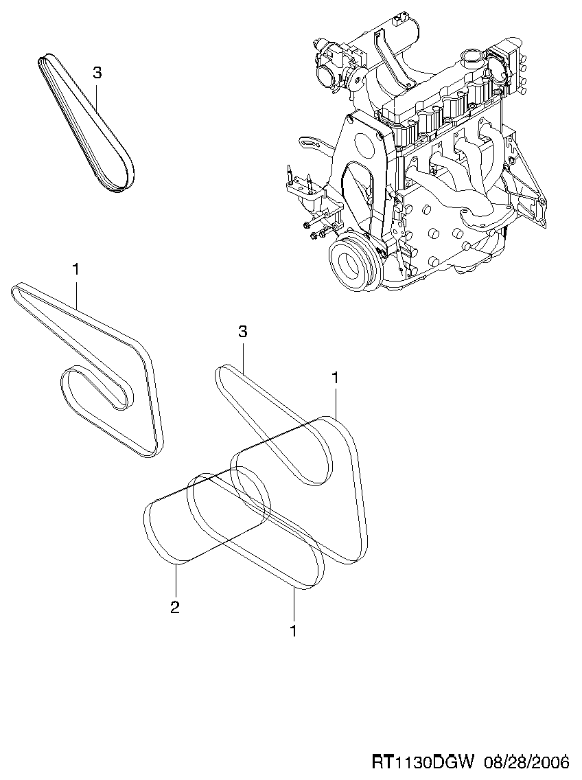 DAEWOO 96990678 - Klinasti rebrasti remen parts5.com