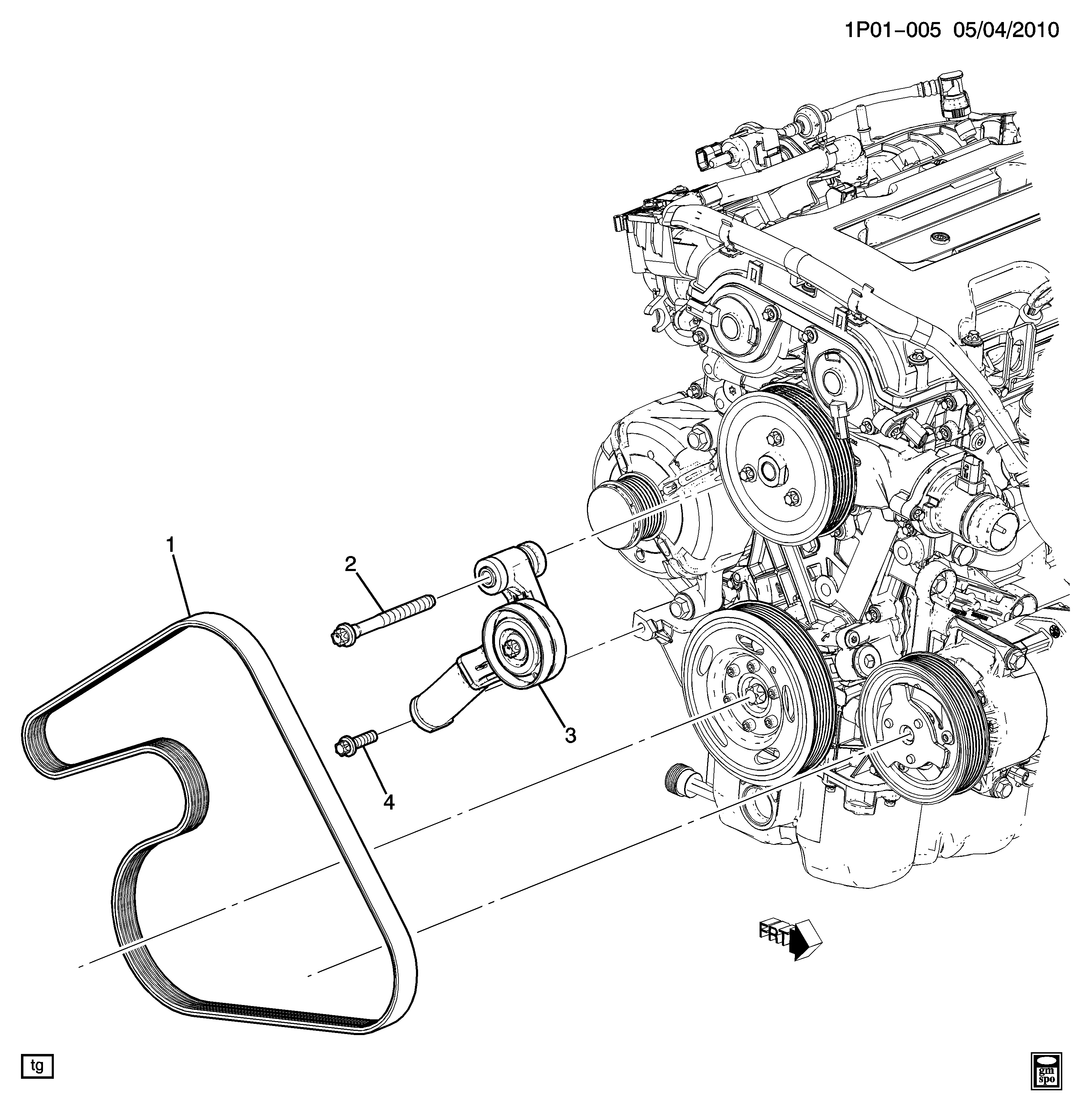 Chevrolet 25195388 - Τεντωτήρας ιμάντα, ιμάντας poly-V parts5.com