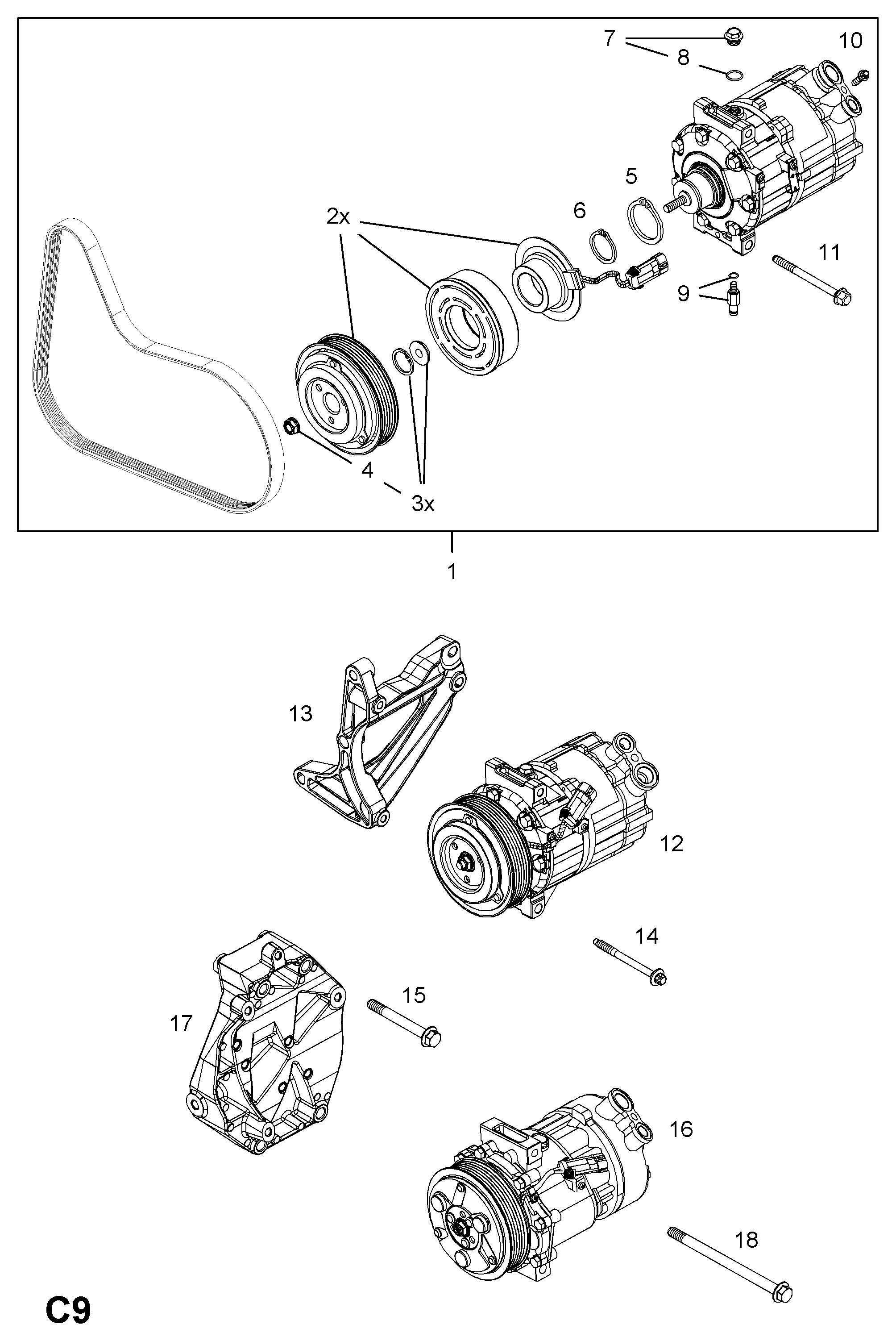 Vauxhall 12759394 - Kompresor, klimtatska naprava parts5.com