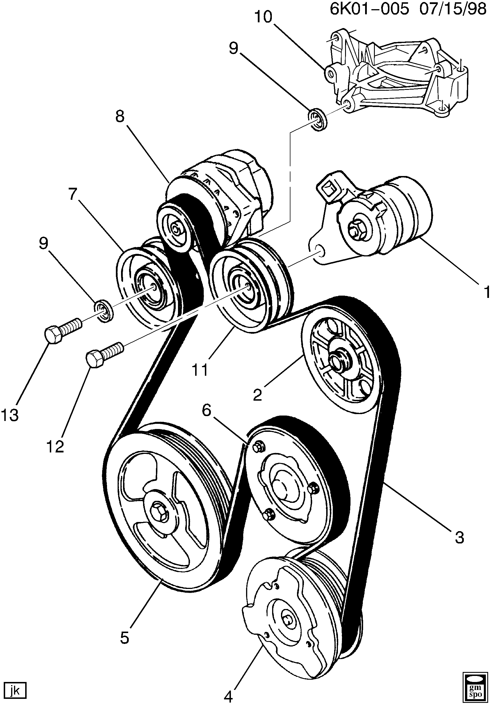 Chevrolet 12564510 - Vratná / vodicí kladka, klínový žebrový řemen parts5.com