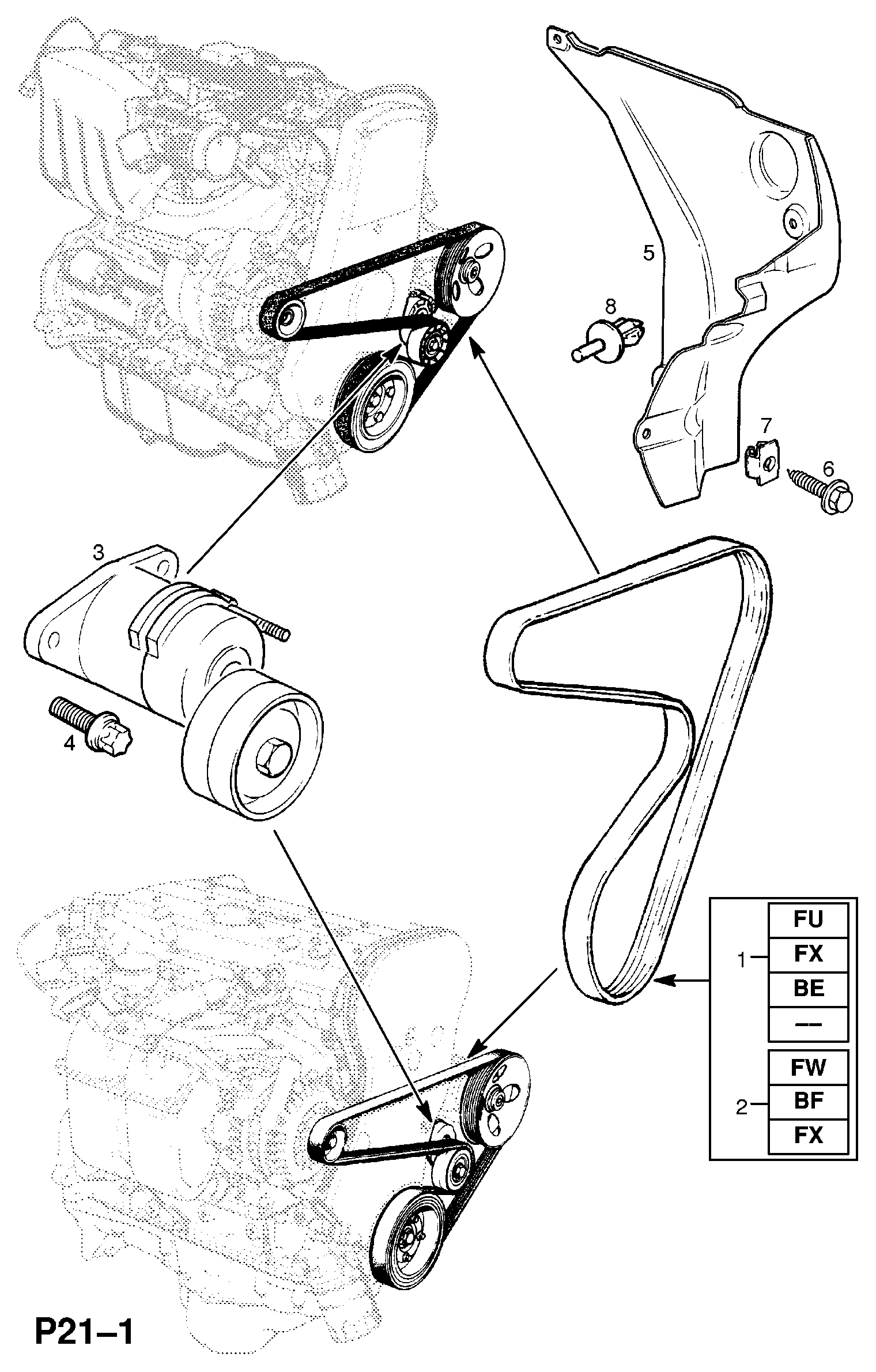 Vauxhall 1340541 - Szíjtárcsa / vezetőgörgő, hosszbordás szíj parts5.com