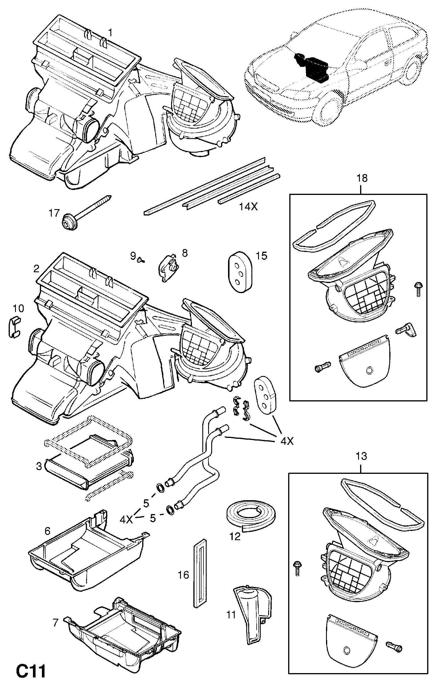 Opel 16 18 135 - Radiador de calefacción parts5.com