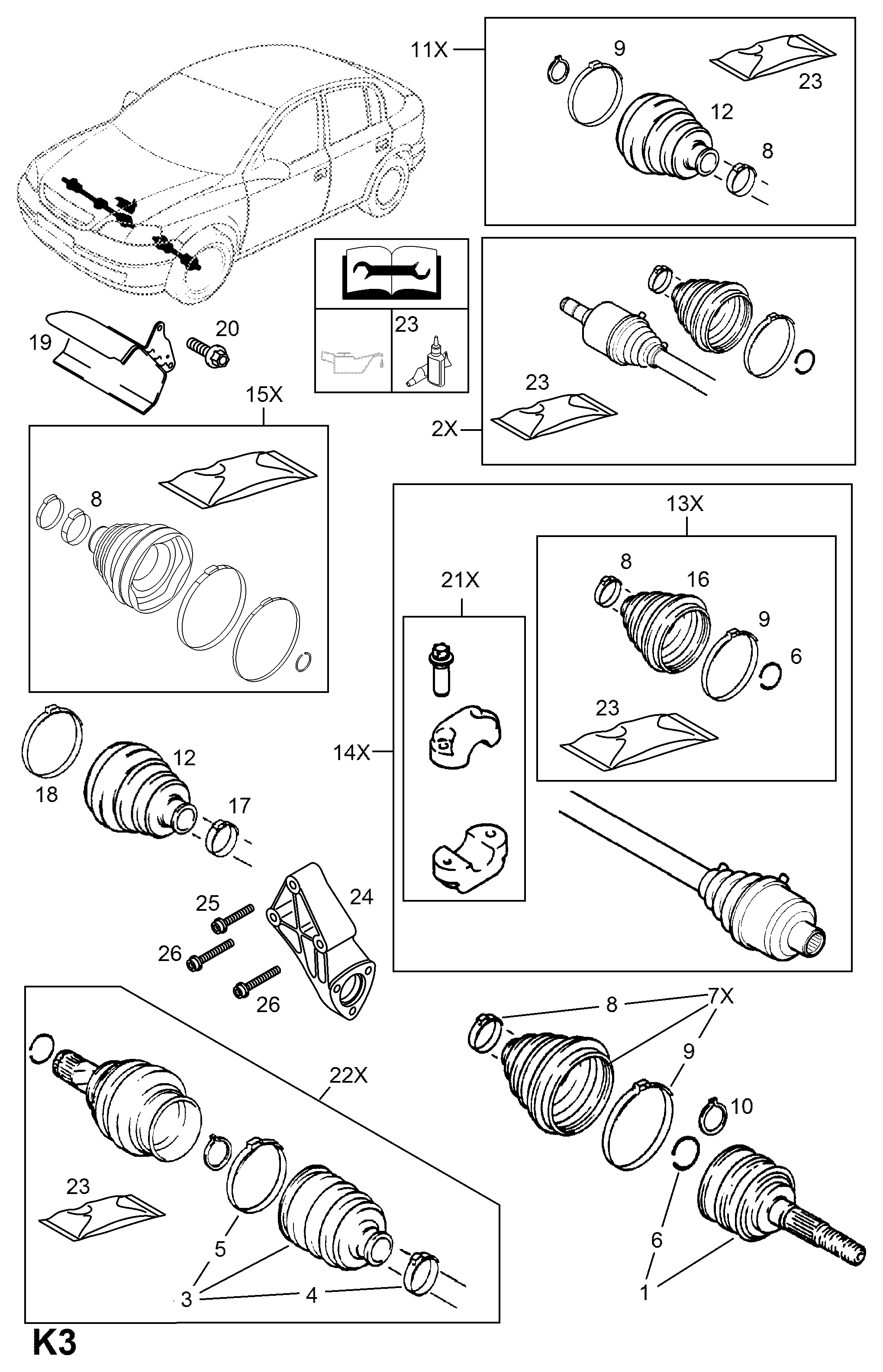 Opel 374002 - Zestaw przegubu, wał napędowy parts5.com