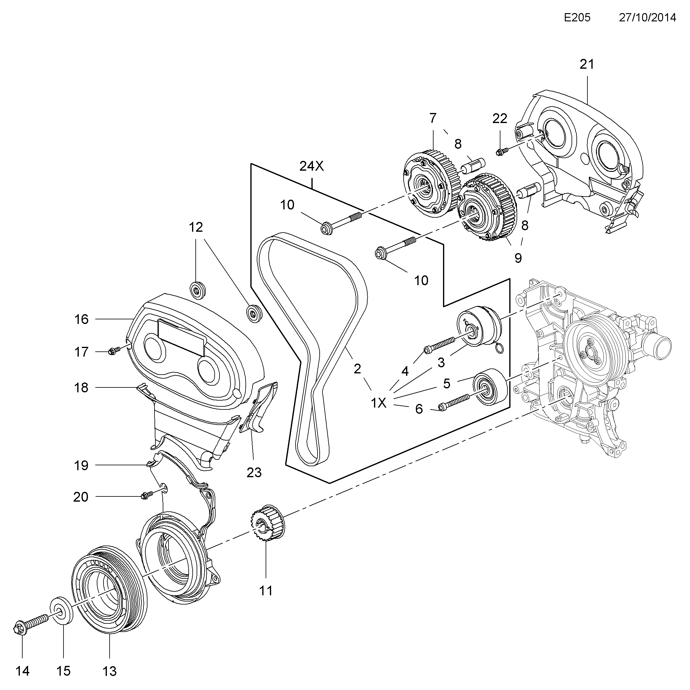 Bedford 16 06 355 - Tiivistesarja, kampikammio parts5.com