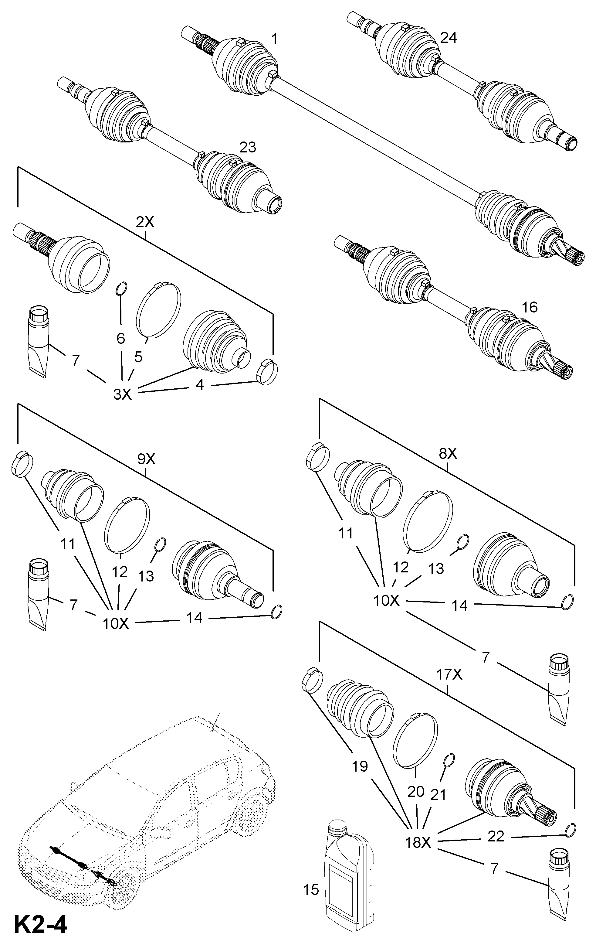 Opel 3 74 429 - Körük, tahrik mili parts5.com